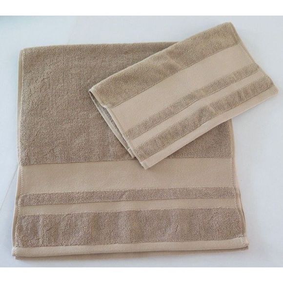 Ralph Lauren Wilton Desert Tan 100% Cotton Hand Towel & Wash Towel Set - Picture 2 of 6